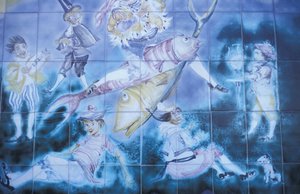 Pintura mural, fábrica San Giorgio, Albisola, Liguria, Italia